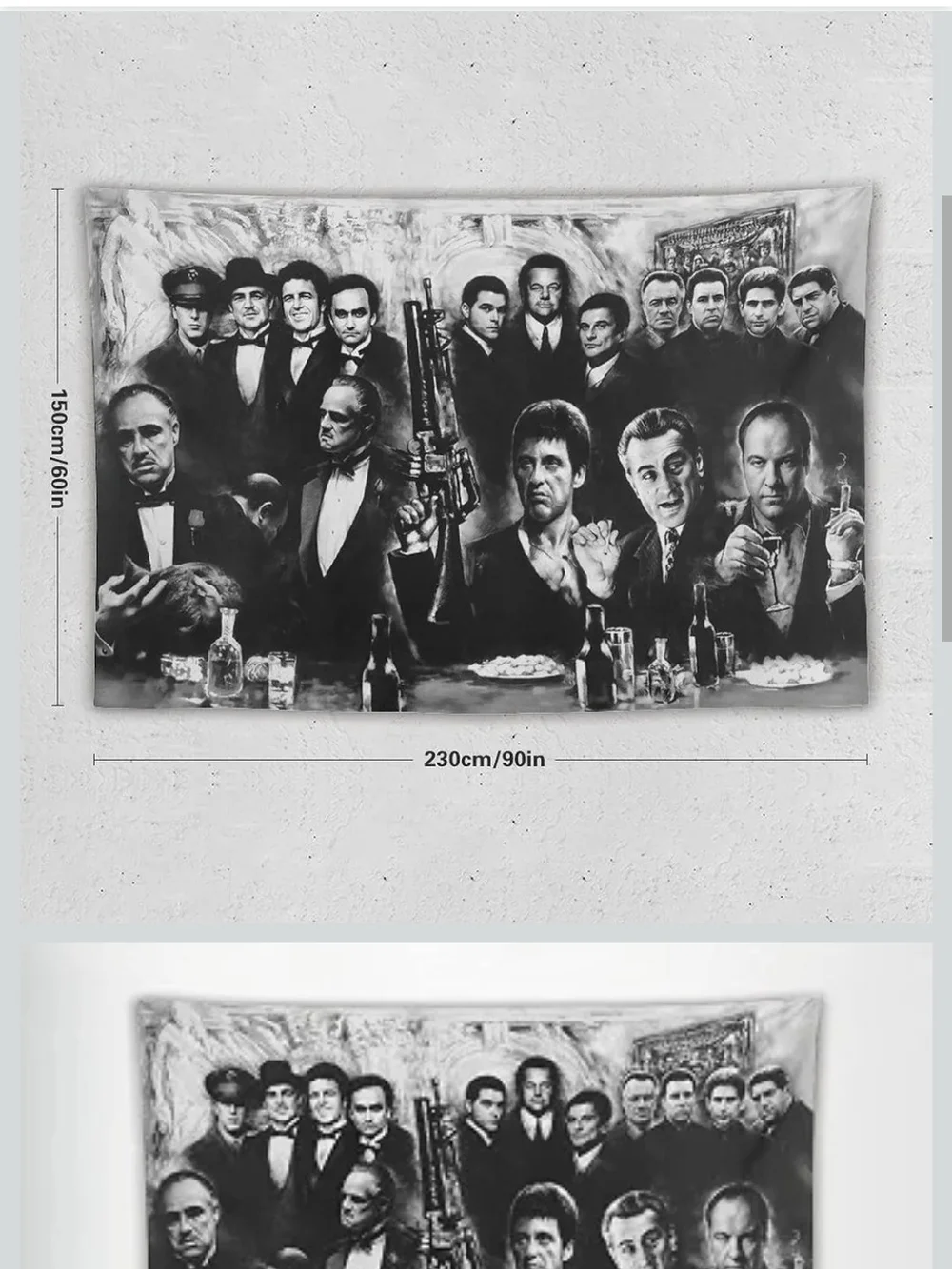 New Black and White Mob Collage Wall Tapestry